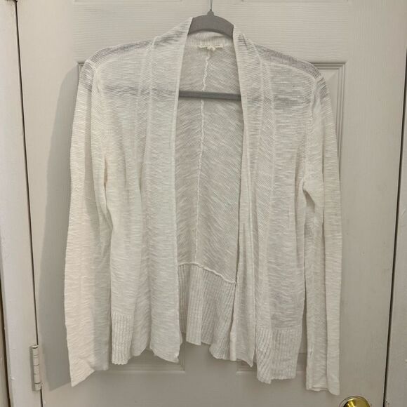 Eileen Fisher System Organic Linen Cotton Blend Cardigan Size Medium White - Picture 1 of 5